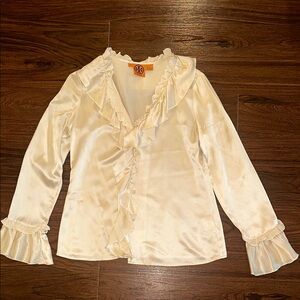 Tory Burch Cream Ruffle Blouse